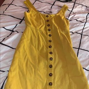 yellow button up dress